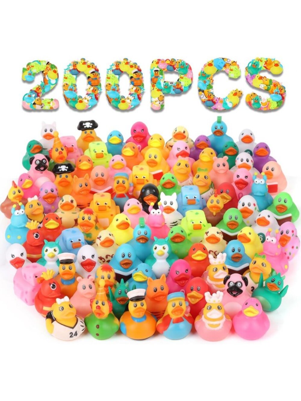 200 Pack Colorful Rubber Ducks for Parties, Baby Showers & Fun Decorations